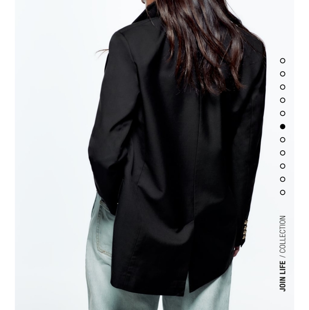 Zara * Double Breastead Blazer Long Black Size XS S M - Picture 9 of 16